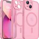 CANSHN Magnetic for iPhone 13 Case, Upgraded [Full Camera Protection] [Compatible with Magsafe] [Translucent Matte] Shockproof Protective Phone Case for iPhone 13 6.1" - Pink