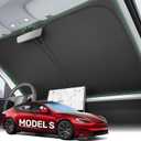 2025 Upgraded Zanch Car Front Windshield Sun Shade- Ultimate UV Protection & Heat Reduction|OEM Design|Innovative No Light Leakage Technology|4-Layer Protection|Fit for Tesla Model S (2016-2025)