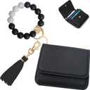 Sunpour Keychain Wallet RFID Wristlet Wallets for Women, Small Wallets Woman Key Chain Wallet with Coin Pocket and Id Window (Black)