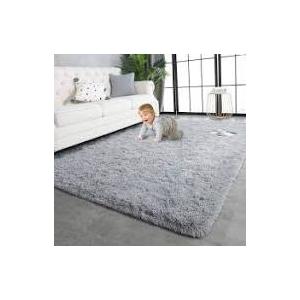 FinRèc 8' x 5' Feet Light Grey Rugs for Bedroom Living Room, Soft Fuzzy Shaggy Area Rug, Non-Slip Fluffy Furry Shag Rug for Nursery Kids Room Dorm Room Home Decor, Indoor Plush Floor Carpet