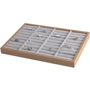 Bracelet Holder Bangle Organizer Display Bracelets Tray Holder 36 Section with Velvet Inserts Ring Holder Ring Box (Grey)