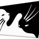 Cute Black and White Cats Desk Mat,Large Gaming Mouse Pad,Non-Slip Rubber Base Mousepad with Stitched Edges,Waterproof Mouse Mat Desk Pad for Work, Game, Office (31.5x15.7 in)