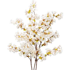 Uieke Silk Cherry Blossom Branches, 39.3in Artificial Cherry Blossom Tree Stems, Fake Plum Blossom Flowers Arrangement for Wedding Home Japanese Decor, Set of 3, White