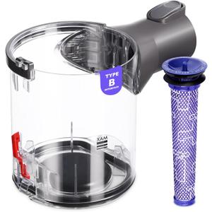 V6 Canister Compatible with Dyson V6 DC58 DC59 DC62 DC74 Vacuum Cleaner Dust Bin, V6 Dust Bin Replacement, V6 Canister Replacement Part No.965660-01 Type B Interface