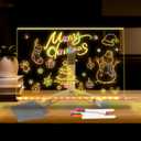 Acrylic Dry Erase Board with Light Up11.8 LED Note Board with Colors, Stand and 7 pcs Colorful Pens, Light Up Board as a Gift Glow Memo Letter Message Note Board, DIY Painted for Light for Desk