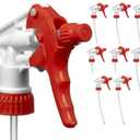 8 Pcs Spray Bottle Nozzles - Chemical Resistant Industrial Replacement Head - Leak Proof, Low Fatigue, Wide Usage, Heavy Duty Trigger for Bottles 16Oz, 24Oz & 32Oz Red
