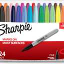 Sharpie Permanent Markers, Fine Point, Assorted Colors, 24 Count