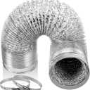 Cenipar Dryer Vent Hose-4 inch Ducting Vent Hose Flexible Aluminum Foil Non-Insulated (4 inch 3 feet) with 2 Clamps (Silver)