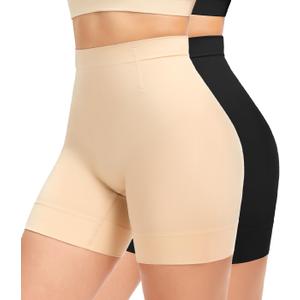 YADIFEN Shapewear for Women Tummy Control, Mid Waist Body Shaper Shorts Butt Lifting Seamless Shapewear Under Dresses (Large, 2 Pack)