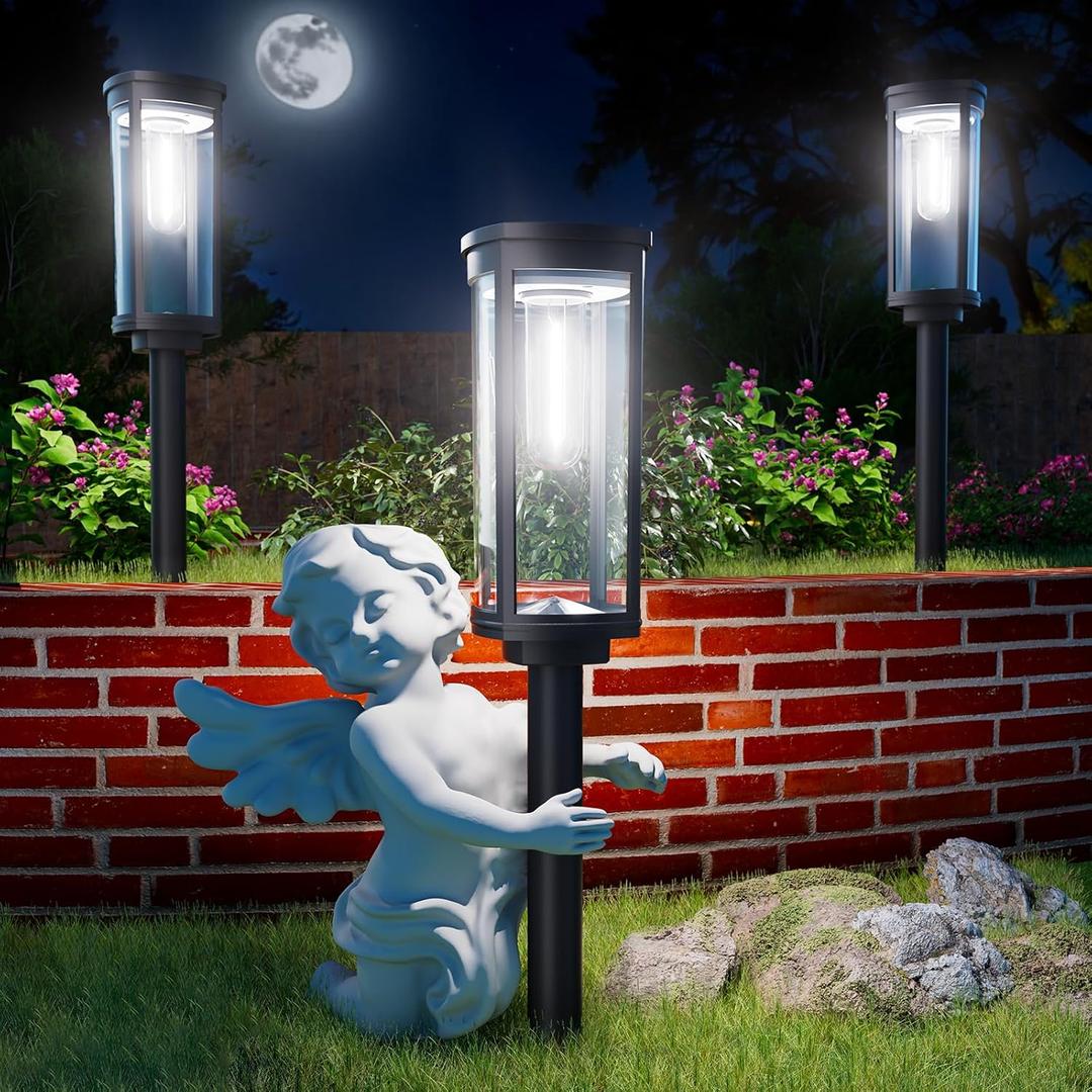 Solar Pathway Lights Outdoor Powered Waterproof 8 Pack Upgraded Solar Walkway Landscape Lighting Outside Driveway Light,Auto Dusk to Dawn On/Off for Yard Lawn Patio Decor (Cool White)