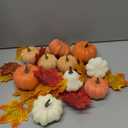 CHEAWRTZ 10PCS Realistic Mini Pumpkin Decor,Fall Decor with Pumpkins Maple Leaves, Artificial Pumpkin Decor for Autumn Filler, Realistic Pumpkin Decorations for Halloween Thanksgiving Fall Home Decor