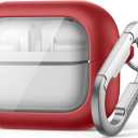 SURITCH for Samsung Galaxy Buds 3 Pro (2024) / Buds 3 (2024) / Buds3 FE (2025) Case, Magnetic Bumper Cases, Rugged Shockproof Protective Covers with Carabiner & Cleaning Kit & Removal Tool, Red