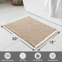 MIULEE Set of 2 Waffle Bathroom Rugs, Boho Bath Rugs Non Slip Washable, Super Absorbent Bath Mats, Ultra Soft Rubber Backed Shower Mats for Bathroom Floor, Tub, Brown & White, 18x30 Inch