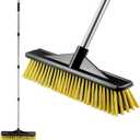 16" Push Broom for Outdoor Heavy Duty, Push Brooms with 59" Adjustable Long Handle for Sweeping Multi-Surface Floor Scrub Brush for Cleaning Outside Deck Patio Garage Driveway Warehouse Concrete