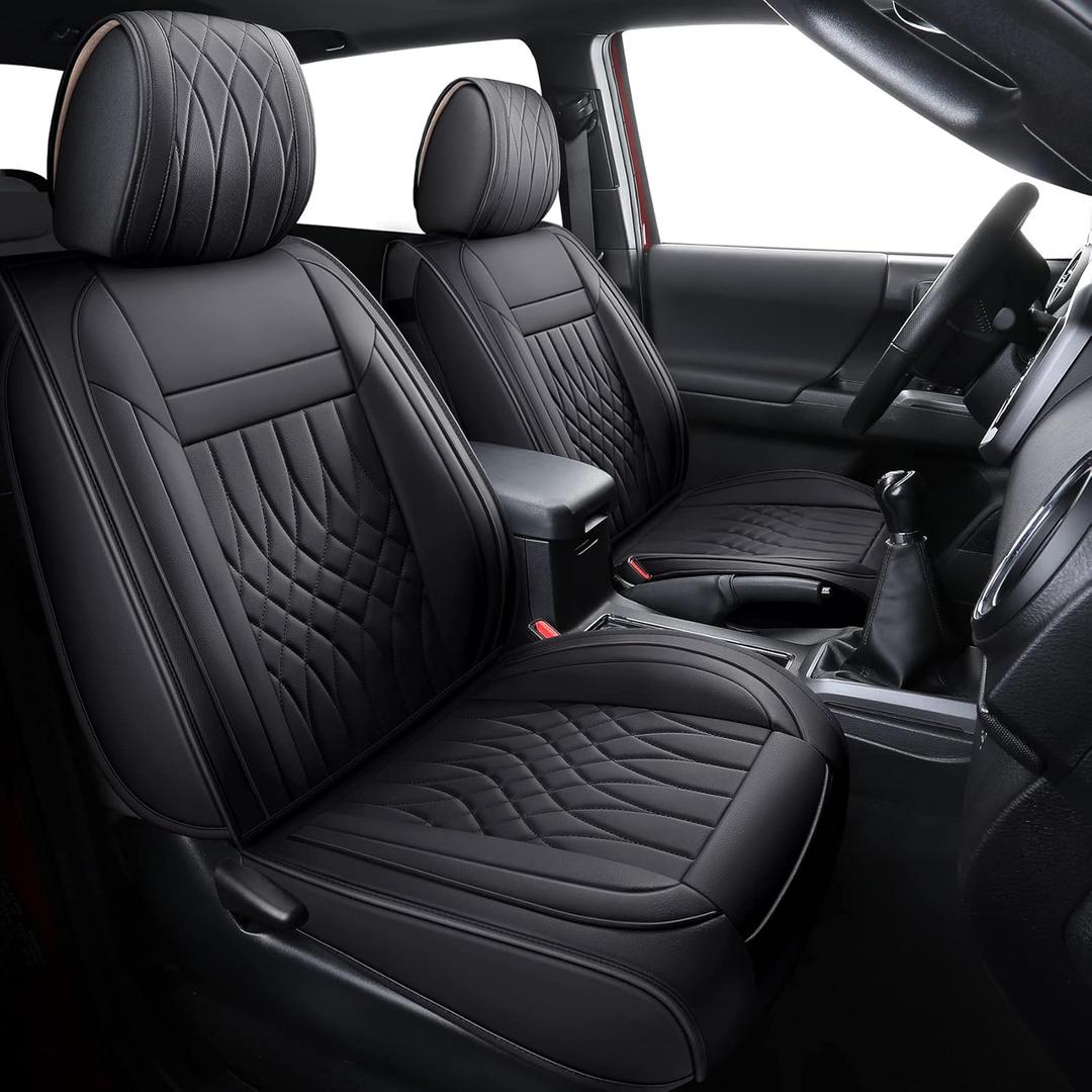 YIERTAI Seat Covers Compatible with Toyota Tacoma for 2005-2025 2026 Crew Access Extended Double Cab TRD V6 Sport Limited Nightshade Edition Truck Seat Cushion Protector(5 PCS Full Set/Black)