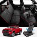 DiffCar® for Toyota Tacoma Seat Covers 2024 2025 2026(Gas Only), Full Set Faux Nappa Leather Truck Accessories for Tacoma Double Cab 4th Gen, Car Pickup Seat Protector Custom Fit Front Rear, Black/Red