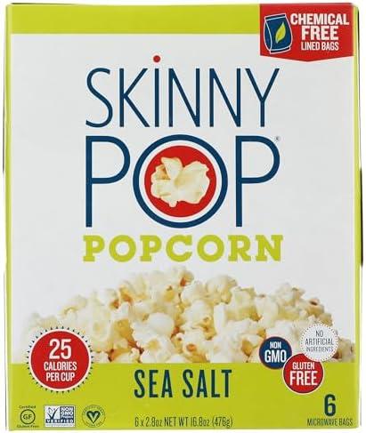 Pack of 2, SkinnyPop Sea Salt Microwave Popcorn, 16.8 OZ, Best By 05 18 2025