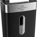 BONSEN 10-Sheet Cross Cut Paper Shredder for Home Office, P-4 High Security Document Shredder with 8.7" Wide Entry & Portable Handle, 4-Gallon Bin with Window, Bundle 50-Pack Shredder Lubricant Sheets (Black Grey)