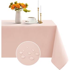 Romanstile Rectangle Tablecloth - Waterproof and Wrinkle Resistant Washable Polyester Square Table Cloth for Kitchen Dining/Party/Wedding Indoor and Outdoor Use (60 x 60 inch, Light Pink)