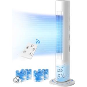 JRD 41" Air Cooler for Bedroom, Office, Large Room, Portable Evaporative Air Cooler with Ice Packs, 12H Timer, 3 Speeds, 4 Modes, 80 Oscillating Tower Fans with Remote