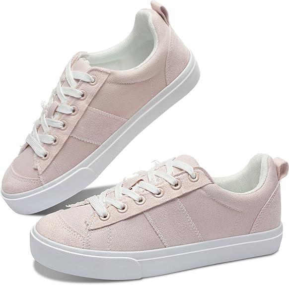 Obtaom Women's Canvas Sneakers Cute Lace up Fashion Sneaker Comfortable Skate Shoe for Lady Casual Tennis Flats
, Size 11