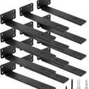 HITOMEN Heavy Duty Floating Shelf Brackets, 8-Inch (1/5'' Thick) Hidden Shelves Hardware, Cast Iron L Brackets, Rustic Industrial Black Metal Wall Shelving Supports, 12 Pack