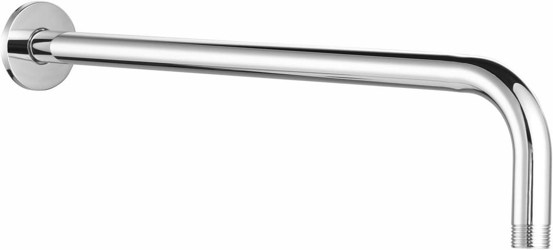 Voolan Shower Arm with Flange and Teflon Tape, Extension Shower Head Arm for Bathroom Fixed Shower Head, Solid Stainless Steel, Wall Mounted (15 Inch, Chrome)