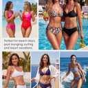 Blooming Jelly Womens Bikini Bottoms String Bathing Suit Bottom Reversible Full Coverage Mid Rise Side Tie Swim Briefs (Black, L)