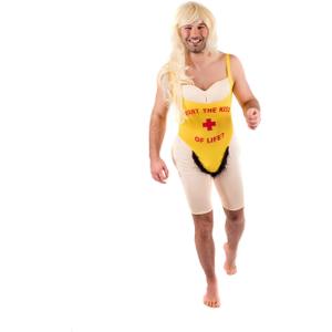 Mens Yellow Swimsuit Adults Lifeguard Bachelor Party Fun Novelty Outfit (Large)
