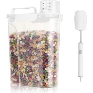 10 Lbs Rice Container with Cleaning Brush, Cereal Containers Storage Dispenser with Larger Spout & Cup, Airtight Pet Cat Dog Food Storage Container, Kitchen and Pantry Organization Bin -White