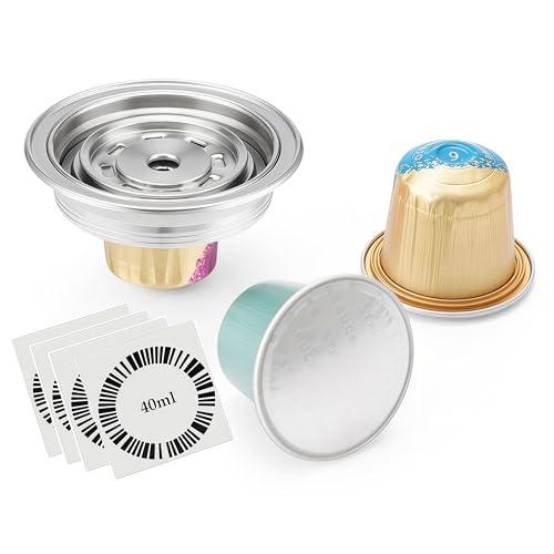 Reusable Coffee Pod Converter Need to Use with Oringal Capsule(NOT Including),Stainless Steel Coffee Capsule Adapter Compatible with De'Longhi ENV135 Vertuoline GCA1,Vertuo Next and Vertuo PoP 40ml