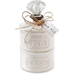 Mud Pie Door Knob Salt Cellar Set, White