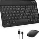 Bluetooth Keyboard & Mouse Combo, QWERTY Layout, 10 inch Ultra-Slim Wireless Keyboard, Lag-Free, Silent Keyboard Compatible with iPhone iPad Computer Tablet (Black)