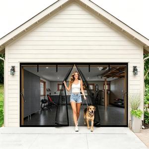 Magnetic Garage Door Screen 11x9ft for 1 Car, Hands Free Net Curtains, Retractable Fiberglass Doors Cover Closure for Garage Carport Patio Balcony Porch Gazebo Backyard Greenhouse RV (Black, 11x9ft)