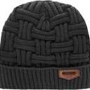 Loritta Winter Hat Warm Knitted Thick Baggy Slouchy Beanie Skull Cap for Men (One Size, A-dark Grey With Weave,1 Pack)