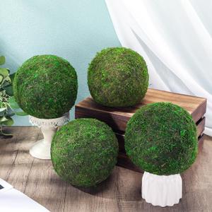 4 Pcs Large Green Moss Balls Artificial Moss Balls Spring Vase Bowl Fillers Hanging for Spring Home Wedding Garden Farmhouse Autumn Table Centerpieces Indoor Outdoor Decor(7.9'')