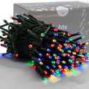 HOME LIGHTING 66ft Christmas Decorative Mini Lights, 200 LED Green Wire Fairy Starry String Lights Plug in, 8 Lighting Modes, for Indoor Outdoor Xmas Tree Wedding Party Decoration (Multicolor)