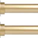 2 Pack Gold Curtain Rods for Windows 30 to 42 Inch(2.5-3.5ft), 1 Inch Diameter Heavy Duty Curtain Rods, Adjustable Curtains Rod, Modern Decorative Drapery Rod, 30-42" Brass Gold