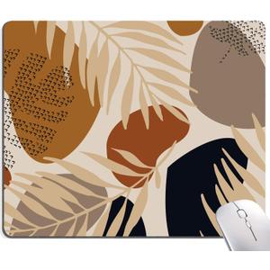 Mouse Pad, Square Abstract Mouse Pad, Cute Mouse Mat Waterproof Non-Slip Rubber Base Mouse Pads for Office Laptop, Brown Leaves