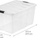 IRIS USA 94 Qt Stackable Plastic Storage Bins with Lids, 4 Pack - BPA-Free, Made in USA - See-Through Organizing Solution, Latches, Durable Nestable Containers, Secure Pull Handle - Clear