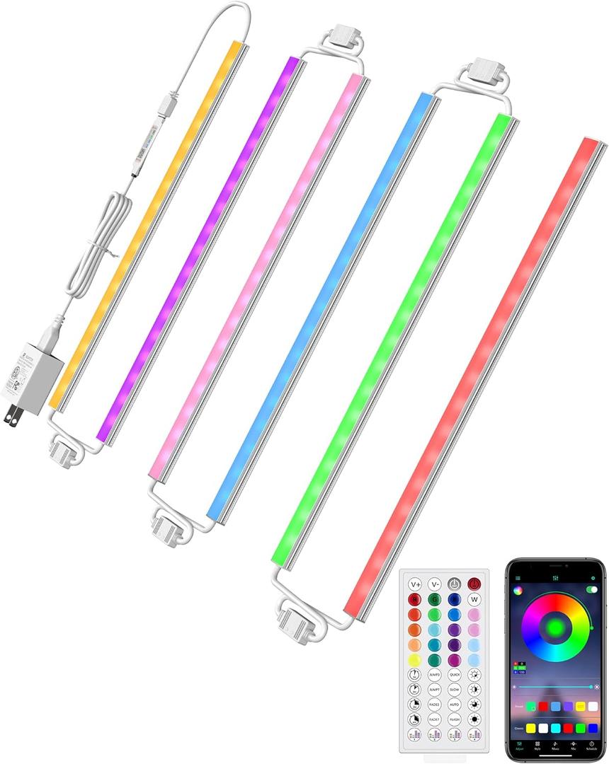 ASOKO 300 Lumens RGB Under Cabinet Led Light Plug in, 6 Pack 12 inch Linkable Under Counter Lights, Music Sync RGB LED Strip Lights with APP & Remote Control, Ambient Lights for Room Decor