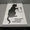 Funny Cat Bathroom Canvas Wall Art, Cute Cat Aesthetic Framed Art Paintings Wall Decor Nature Scene Cats Lover Prints Picture for Living Room Bathroom Farmhouse Decor