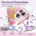 Designed for iPhone 14 Pro Max Case Pink Glitter Clear - Cute Bling Phone Case with Wrist Strap - Aesthetic Y2K Case for Woman, Girl 6.7" (Passion Flower)