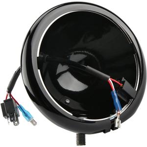 5.75" Headlight Housing Motorcycle 5 3/4 inch Round LED Headlight Bucket for Motorcycle Headlamp Mounting, Black