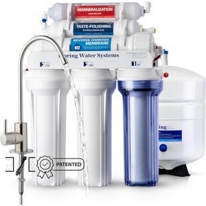 iSpring RCC7AK, NSF Certified, 75 GPD, Alkaline 6-Stage Reverse Osmosis System, pH+ Remineralization RO Water Filter System Under Sink, Patented Top-Mounted Faucet Design for Easy Installation (Brushed Nickel Faucet)