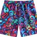 Lovekider 5-16 Years Boys Swim Trunks with Compression Liner Waterproof Quick Dry Swimwear Bathing Suits (10-13 Years, Green)