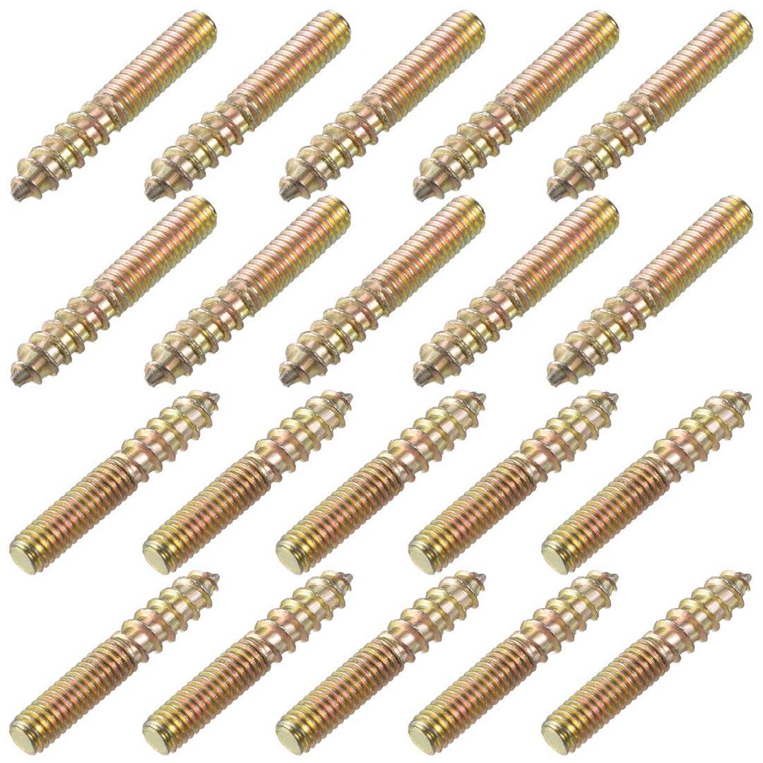 uxcell M4 Hanger Bolts Length 1"(25mm) Double Headed Bolts Self-Tapping Screw 4mm Wood Joint Furniture Legs 20pcs