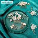 40 Pieces Bridal Hair Accessories Wedding Bridal Hair Pins Decorative Flower Pins U-shaped Pearl Hairs Pin Gold White Crystal Rhinestone Headpiece for Wedding Hairs Pin Women and Girls