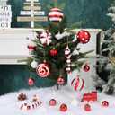 47PCS Red and White Christmas Ornaments Sets, Shatterproof Candy Cane Christmas Tree Decorations, Hanging Ball Ornaments Tree Decor for Xmas Party (Red & White)