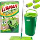 Libman Rinse 'n Wring Mop and Bucket System | Microfiber Floor Mop | Hardwood Floor Cleaner | Wet & Dry Mop | Clean & Dirty Water Chambers | Power Blades | 4 Total Microfiber Pads
